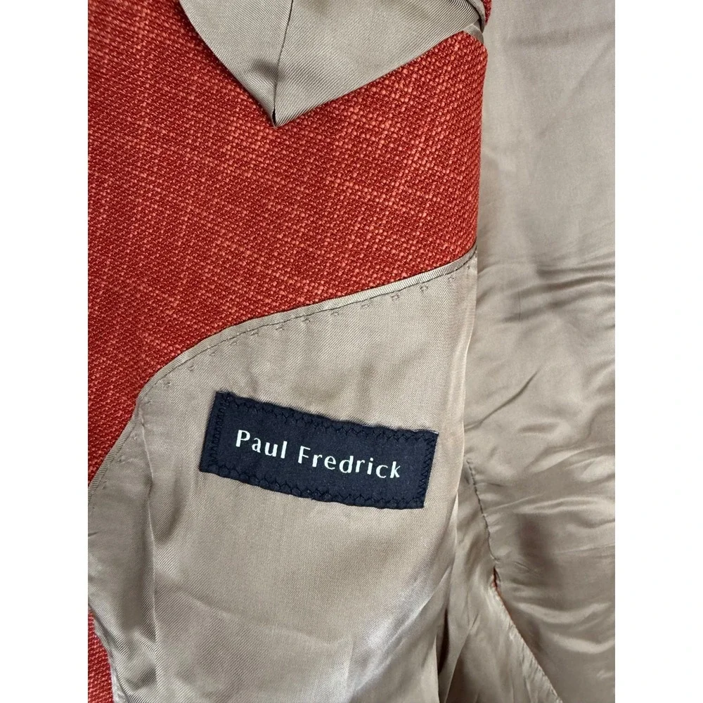 Paul Fredrick Mens Rust Wool Blend 2 Button Sport Coat Blazer 50R JPS004D